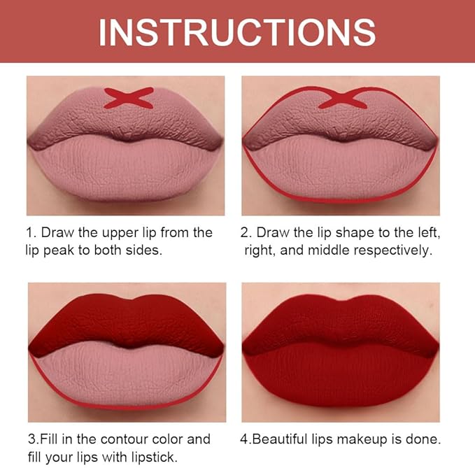 evpct 1Pcs Ruby Red Lip Liner and Lipstick Set Kit for Women Matte Lips Kit with Lip Liner Lip Stains Long Lasting Waterproof 24 Hour Lipstick and Lip Liners Combo Lipliners Pencil Set 01#