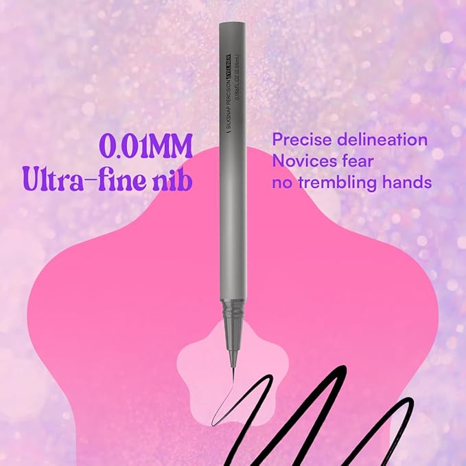Silksnap Precision Liquid Eyeliner, Ultra Fine 0.01mm Tip, Smudge-Proof Waterproof Formula, Perfect for Beginners, Smooth Flow Drama-Proof (Brown) (BROWN)