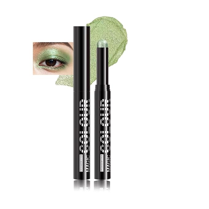 Green Eyeshadow Stick Waterproof Long Wear Olive Green Eyeshadow Highly Pigmented Blendable green Shimmer eyeshadow (21# Olive Green)