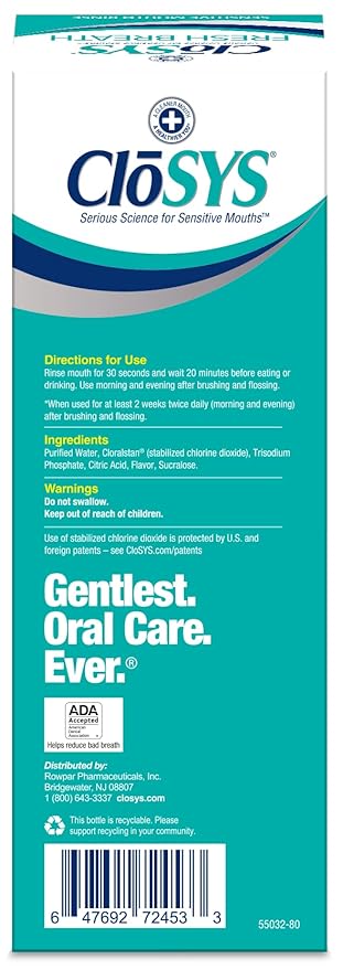 CloSYS Mouthwash, 32 Ounce, 2 Count, Fresh Breath Mouthwash, Gentle Mint, Alcohol Free, Dye Free, pH Balanced Mouth Wash, Helps Soothe Entire Mouth, Fights Bad Breath