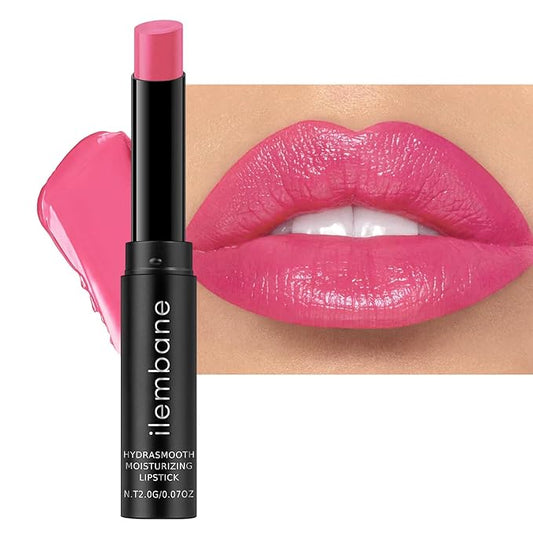 ilembane Moisture Soft Pink Lipstick – Hydrating Lip Balm for Dry, Cracked Lips, Weightless Creamy Lip Color with Vitamin E, Hydrasmooth, Glossy Juicy Finish, Long Lasting for Women (Pastel)