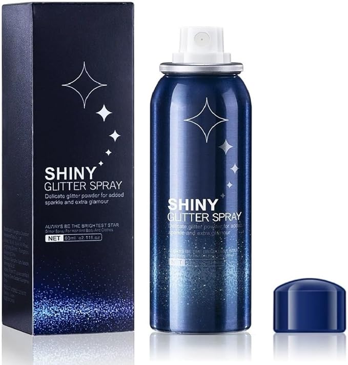 Body Glitter Spray, Perfect Body Shiny for Music Festival Rave Stage Makeup Hair and Face Shimmer Glitter Spray. 2.11 Oz