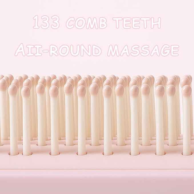 Retractable Cushion Massage Comb,Self Cleaning Hair Brush,Massage Comb With Retractable Bristles,One-pull Clean Anti Static Brushs, Hairs Styling Tools for All Hairs Types (Pink)