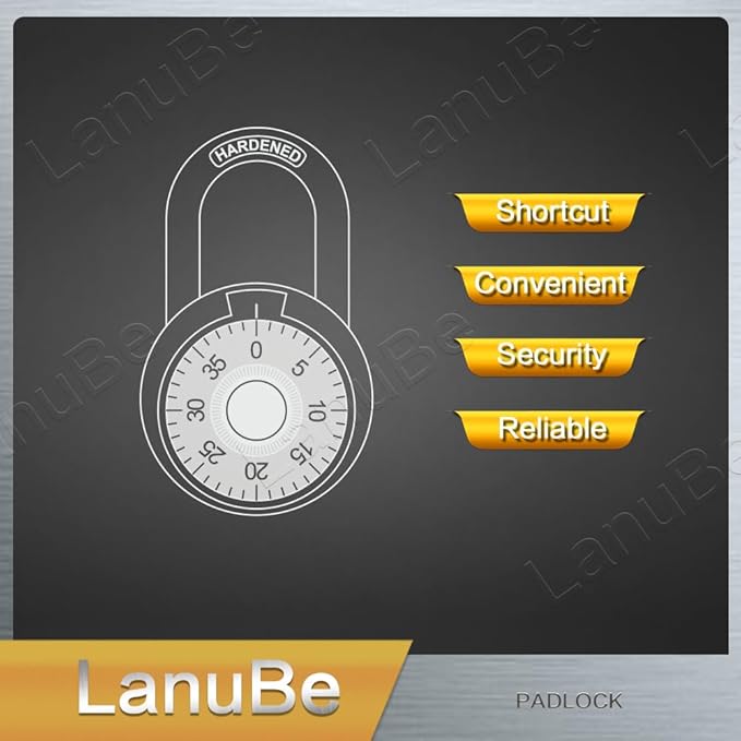 LanuBe Standard Dial Combination Lock, 2 in. Wide, with Different Combinations, Blue Turnplate, Pack of 60; Lock for School, Employee, Gym Sports Locker, Case, Toolbox, and so on