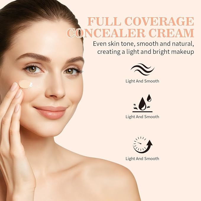 Pot Concealer Full Coverage, Under Eye Concealer Waterproof, Color-Correcting Eye Brightener, Conceals Dark Circles, Wrinkles and Blemishes, Long-lasting Concealer Matte, Medium 0.53 Oz