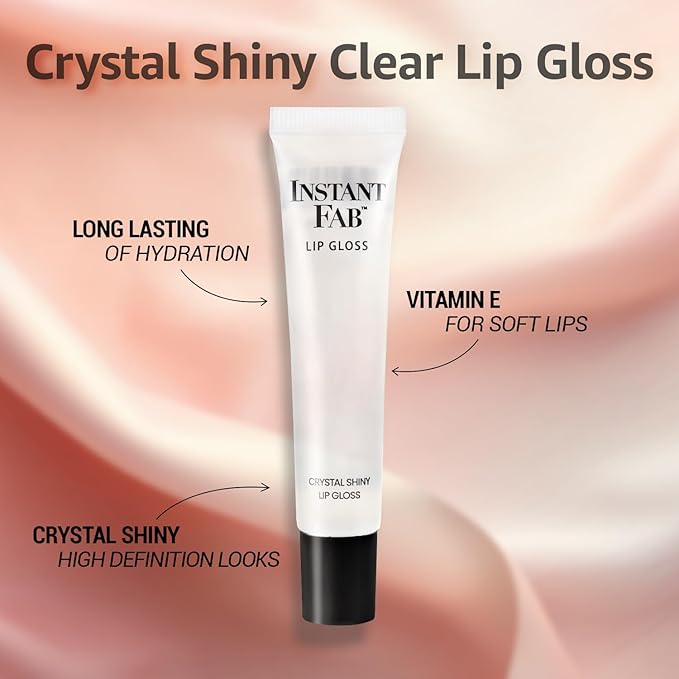 STUDIO LIMITED Instant Fab Crystal Shiny Clear Lip Gloss Long Lasting Ultra Hydrating Plumping Lip Gloss for women girls Value Pack 14ml/ 0.47oz (Clear, 6 Pcs)
