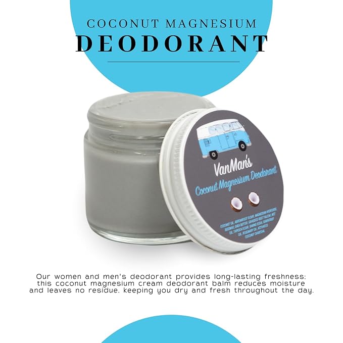 Vanman’s - Handmade Coconut and Magnesium Deodorant - Odor Control for Underarms - Routine Deodorant For Women and Men - Personal Care Products - 2.8 oz