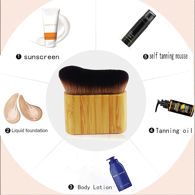 Self Tanner Brush By VNIHTT - Self Tanning Brush Applicator- Kabuki Brush for Body, Sunscreen Foundation Makeup Brush for Fake Tan- Perfect Applicator for Flawless Tan