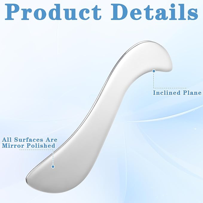Stainless Steel Gua Sha Tools for Whole Body Muscle Scraper Tools Heavy-Duty Metal Scraping Tool for Pain Relief Deep Tissue Soft Tissue Fascia Massage Tool with Storage Bag, Silver