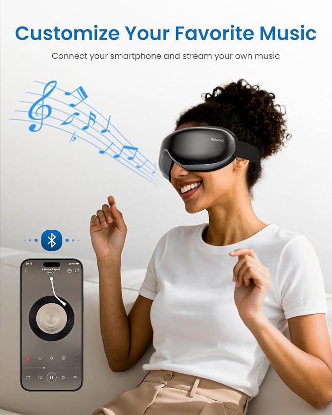 RENPHO Eye Massager with Heat, Eyeris 1 Heated Sleep Mask, Headache Massager for Migraine Relief Stye Eye Care Dry Eyes Relax Improve Sleep