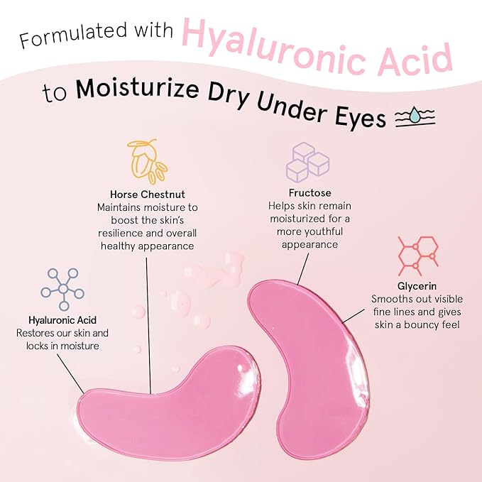 grace & stella Award Winning Under Eye Mask - Reduce Dark Circles, Puffy Eyes, Undereye Bags, Wrinkles - Gel Under Eye Patches - Small Valentines Gifts - Vegan Cruelty-Free (Pink, 6 Pairs)