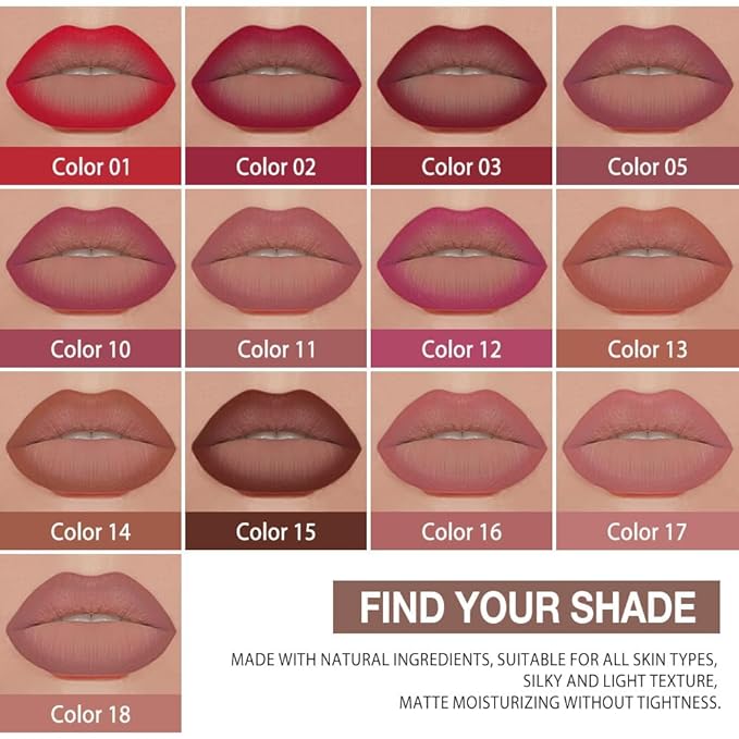 evpct Dark Brown Gradient Matte Lipstick Lip Liner Crayon Combo Pencil Set for Women Long Lasting Waterproof, Cocoa Brown Matte Cream Lip Liner and Lipstick Combo Makeup, Flawless Gradual Ombre Effect