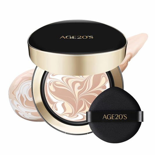 [Vegan] AGE20'S Signature Essence Pact | Pack of 1 | 15C PEARL | Korean Cushion Foundation | Cream Foundation, Dewy & Glow Finish, Natural Coverage, SPF 50+