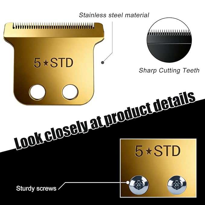 Replacement Blades for Wahl Detailer, 5 Star Hero, Razor Edger, and G Whiz trimmers,Gold 2 Pack