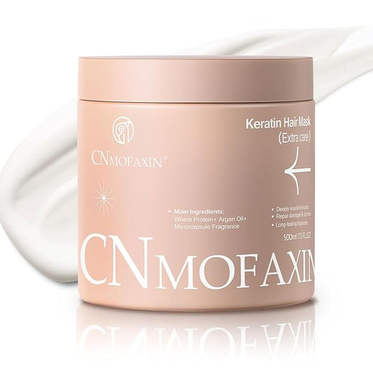 Keratin Hair Mask Deep Conditioner - Argan Oil & Protein Repair for Dry Damaged Hair - Long Lasting Microcapsule Fragrance - Hydrating Treatment for Frizz Control, 17.5 Oz (500ml)