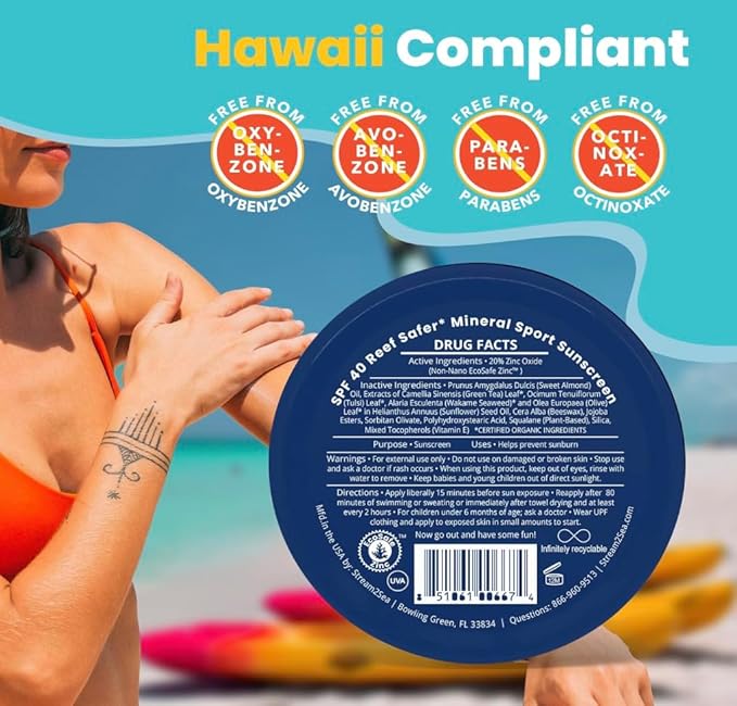 4ocean Reef-Safe Sunscreen SPF 40 - Broad Spectrum UVA/UVB Protection - Ocean-Friendly, Water-Resistant, Non-Nano Zinc Oxide Formula - 2.8 oz (Each tin funds removal of 1 pound of trash)