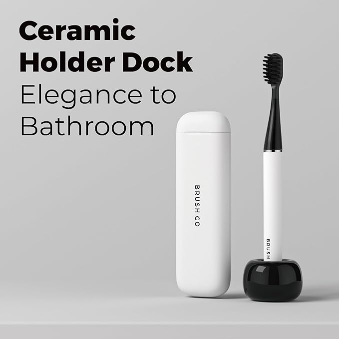 MIPOW Slim Pro i4 Electric Toothbrush Rechargeable Smart Ultra Sonic 3 Modes Magnetic Travel Case &Ceramic Dock, 60Day Long Battery Soft Bristles 2Heads IPX7 Waterproof,Color-(White)