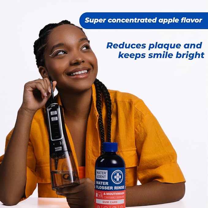 2 Pack Concentrated Water flosser Rinse & Mouthwash Made in USA, Alcohol and Fluoride Free, Apple Mint & Fruit Flavor