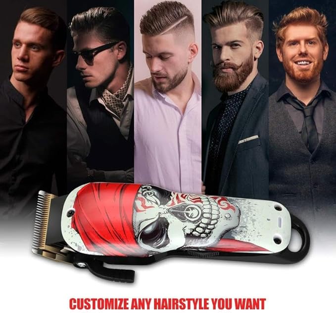 Professional Cordless Hair Clipper for Men, 2-Speed Motor, 2000mAh Battery, 8 Color-Coded Guides for Precision Cuts