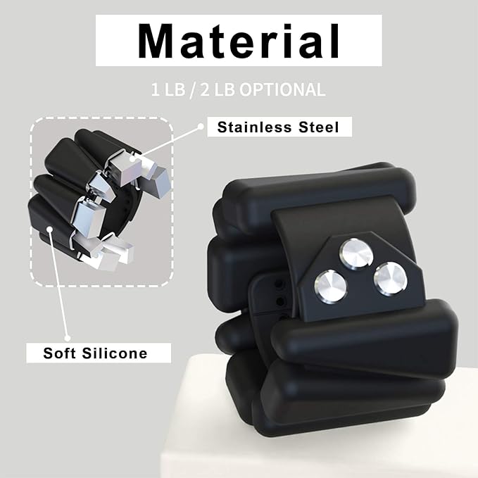 Adjustable Women Wrist Weights - Silicone Bracelet Button 1 LB 2 Per
