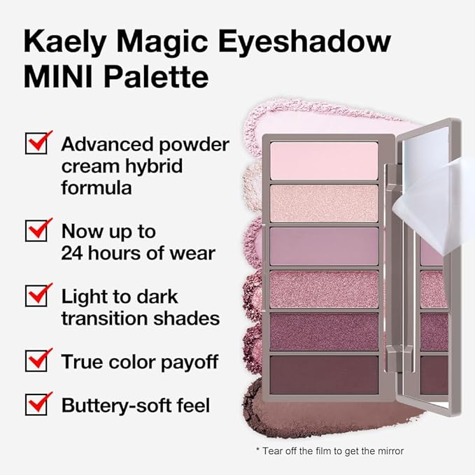 6 Colors Mini Rose Gold Pink Eye Shadow Palette Makeup for Older Women, Neutral Matte Shimmer Eyeshadow Palette Highly Pigmented Waterproof, paleta de sombras de ojos, Vegan & Cruelty-free, 04