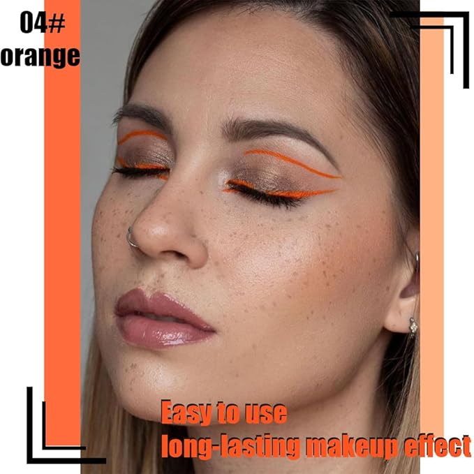 evpct Orange Matte Liquid Eyeliner Waterproof Smudge Proof, Orange Eye Liner Liquid Liner for Face Body Paint, Long-lasting Eyeliner Waterline Thin Quick-dry Eyeliners Pencil Eye Makeup Stay all Day