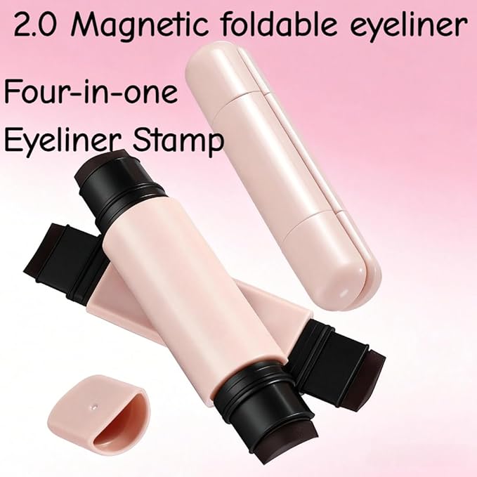 Foldable Eyeliner Stamp, Eye Liner Pen Tool for Beginners, 2026 New One-Piece Eyeliners Stamp Gel Eyeliner Pencil Set for Perfect Wings (Brown)