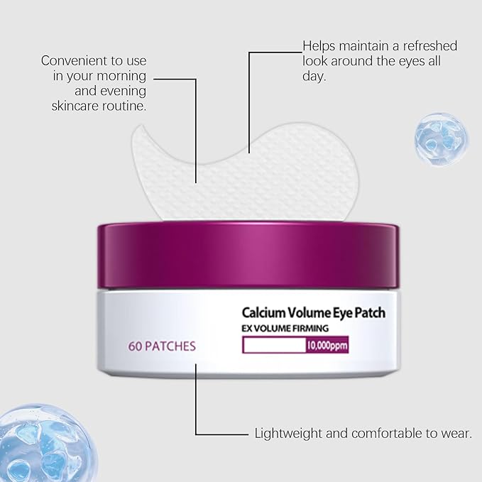 0BtunkIMQH Eye Patches Masks, Calcium Volume Eye Patches For Under Eye Puffiness, Collagen Deep Hydrating Eye Treatment For Men & Women(60 Patches) (2)
