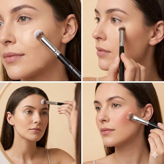 ZAQ Highlight Brush/Nose Shader, Mini Under Eye Concealer Brush for Blending Liquid Cream Flawless Powder Cosmetics Buffing Stippling Concealer