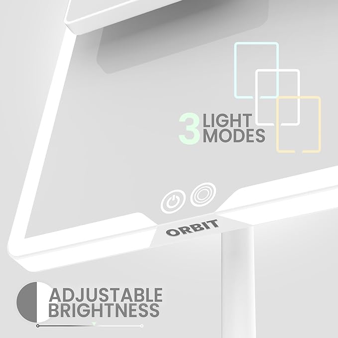 LUNA London Orbit LED Vanity Mirror with Lights, 7X/1X Magnification, Dimmable & USB-C Rechargeable Tabletop Mirror (Alpine White)