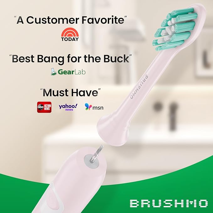 Brushmo Plaque Control Replacement Toothbrush Heads, Compatible with Philips Sonicare Click-on Electric Toothbrush Handles, 8 Standard Replacement Heads, Soft Dupont Bristles, BM928pk, Pink