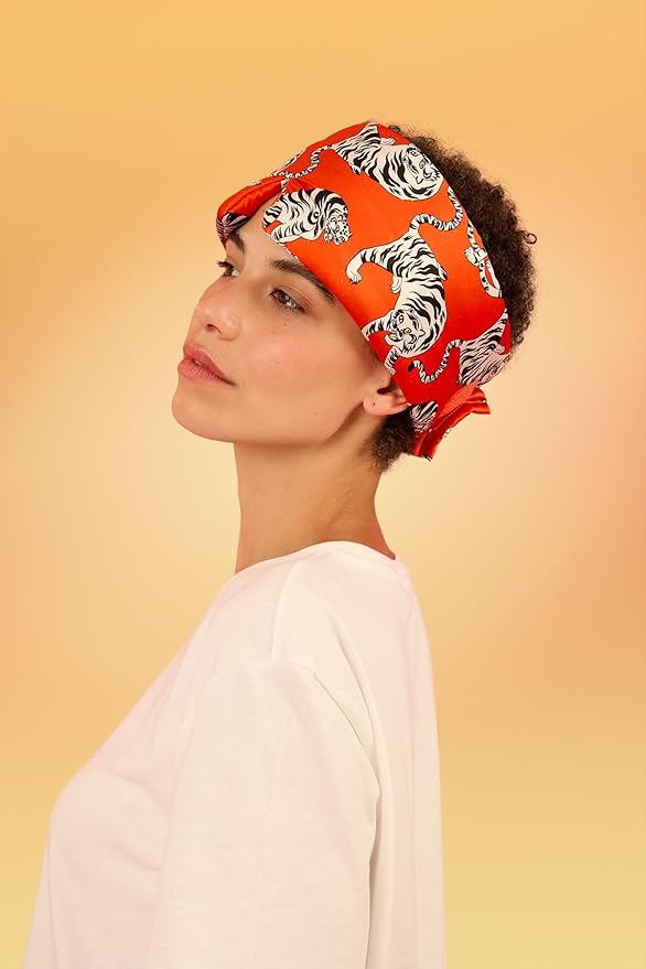 Glow People Silk Sleep Mask – 100% Mulberry Silk Eye Mask for Sleeping, Total Blackout, Cloud-Soft and Adjustable for Beauty Sleep and Travel - Red Tiger