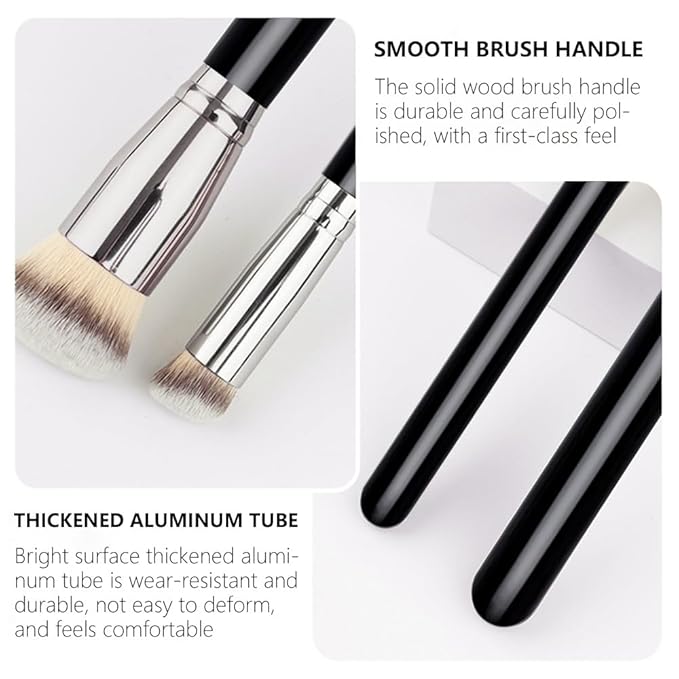 QIDSTERS 2Pcs Concealer Brush Set, Dense Mini Angled Kabuki Makeup Brush for Blending Under Eye Concealer, Detailed Nose Contour Setting Powder, Foundation & Eyeshadow, 270+370