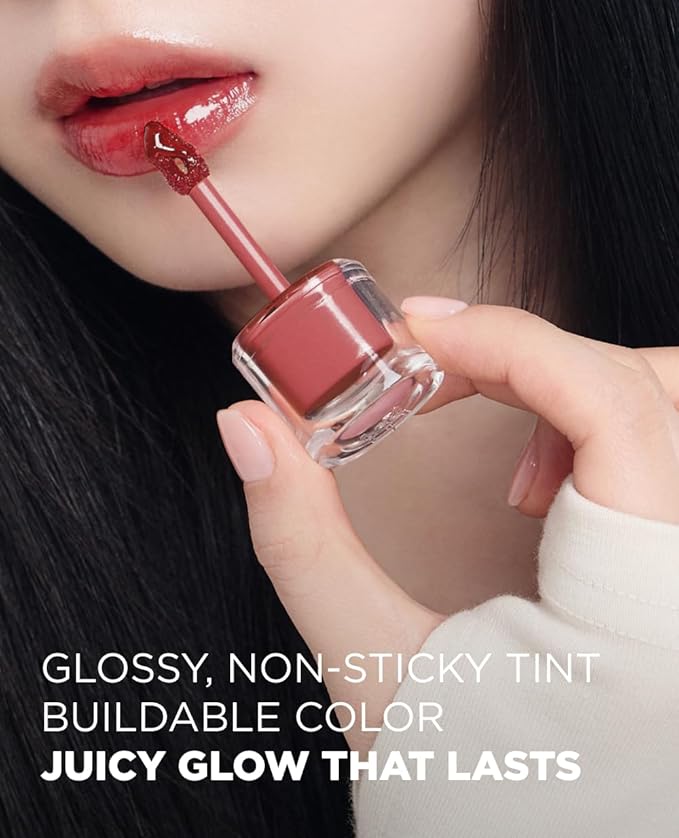 EITHER& Dewy Syrup Tint 01 – Melt Away | Vibrant & Fresh Color Lip Tint, All-Day Juicy Glow, Smudge-Proof, Hydrating, Long-Lasting, Non-Sticky Formula (4.3g)
