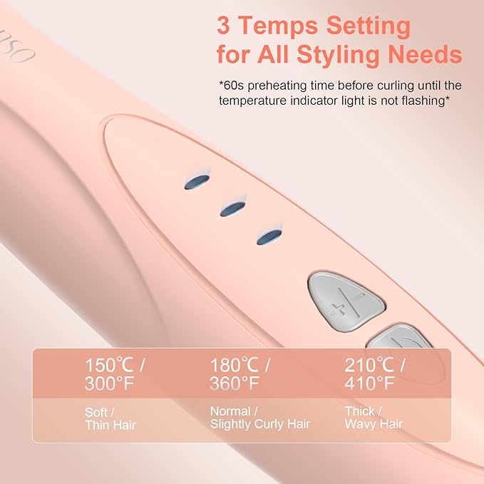Rotating Curling Iron Set, Automatic Curling Wand for Long Hair, Easy to Use Hair Curler Get Effortless Beach Waves, 3 Sizes Ceramic Barrel 1/1.25/1.5 Inch to 410°F with Home Button, Dual Voltage