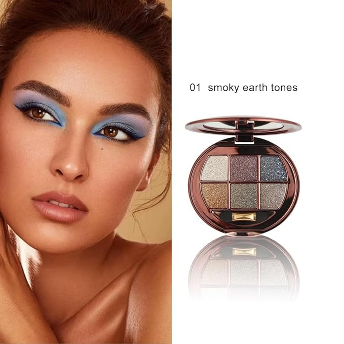 Shimmer Glitter Metallic Eyeshadow Palette, Neutral Cool-Tone Eye Shadow Kit, High Pigment Smokey & Halo Eyeshadow, Long-Lasting Blendable Sparkle Eye Makeup Palette for Party & Night Glam Looks