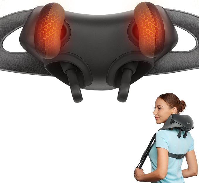 Etekcity FSA Eligible Cordless Neck Massager for Pain Relief Deep Tissue, Shiatsu Shoulder Massager with Heat, Massage Tools for Trapezius, Lymphatic Drainage, Relaxation Therapy, HSA Items, Cadeo