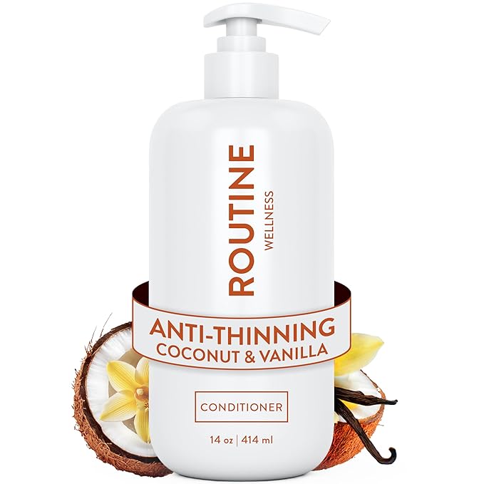 Routine Wellness Anti-Thinning Deep Conditioner for Thinning Hair - DHT Blocker for Hair Loss in Men & Women - Promotes Healthy Hair - Coconut & Vanilla 14oz