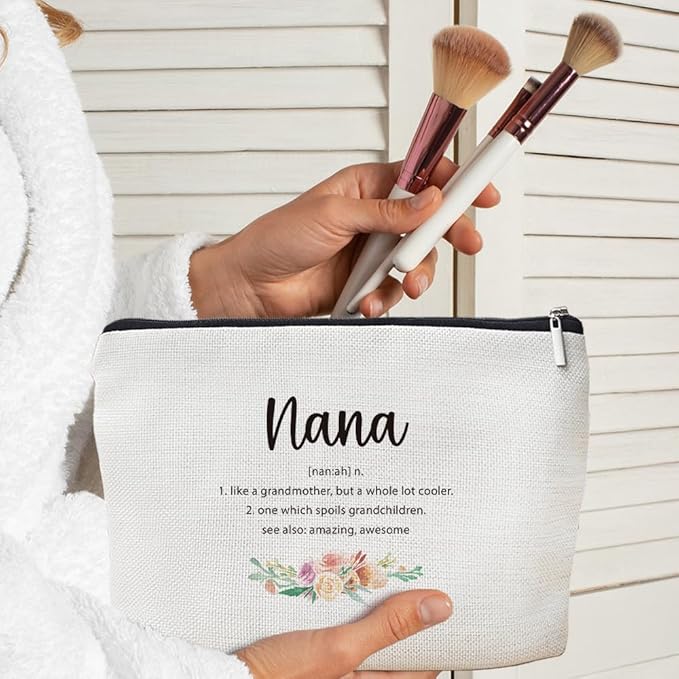 MOTERMATE Nana Gifts Makeup Bag, Best Nana Gifts for Christmas from Grandkids Cosmetic Bag for Women, Grandma Gift from Granddaughter Grandson Toiletry Bags Zipper Makeup Pouch