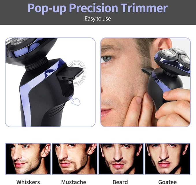 Electric Razor for Men, 4 in 1 Rotary Men Shaver Beard Trimmer, Electric Shaver Waterproof USB Fast Charging, Cordless Beard, Nose, Hair Trimmer, Men Electric Razor Best Gift for Dad, Boyfriend