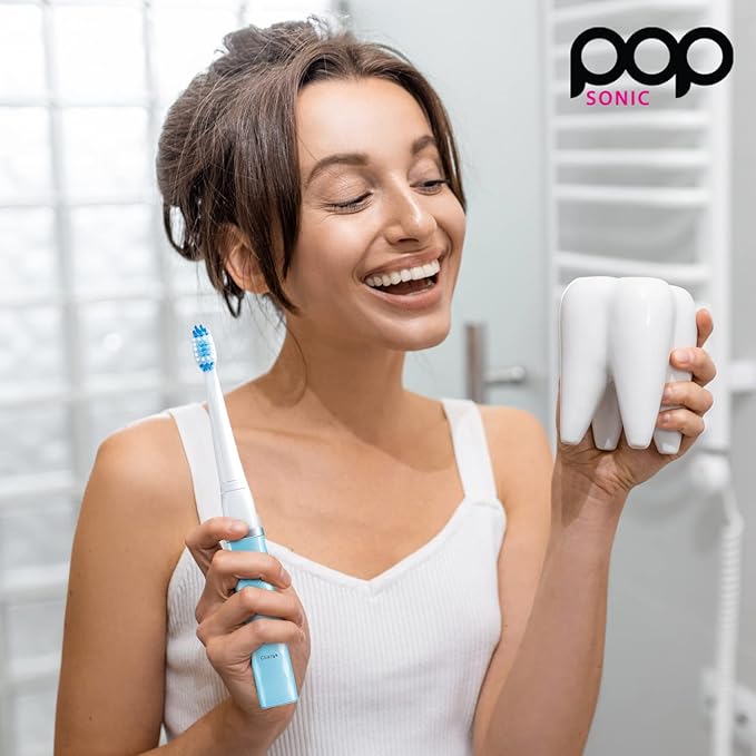 Pop Sonic USB Charge Anywhere Toothbrush (Hawaiian Blue) | Rechargeable Toothbrush w/Up to 40,000 Brush Strokes/Minute-Long-Lasting Nylon Bristles - Teens & Adult with Quadrant Pacer