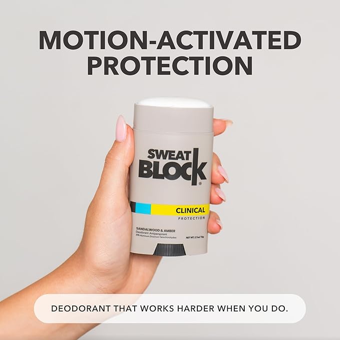 SweatBlock Clinical Strength Deodorant and Antiperspirant for Men and Women Sandalwood & Amber Scent 2 Pack 48 Hour Protection Against Odor & Excessive Sweat Ideal for Active Lifestyles and Daily Use