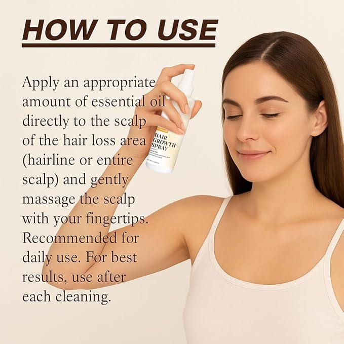 Rosemary Oil & Biotin Hair Growth Spray for Scalp | Non-Greasy Formula to Reduce Hair Thinning & Prevent Hair Loss, 60ml Bottle