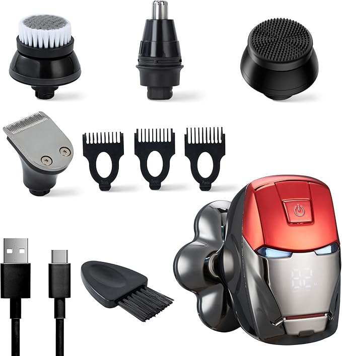 Head Shavers for Bald Men Upgraded Detachable Magnetic Head Shaver - IPX7 Waterproof Wet or Dry Electric Razor for Men - 7D LED Display Rechargeable Shaving Grooming Kit with Type-C Charge