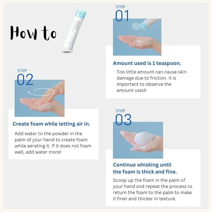 FANCL Facial Cleansing Powder – Japanese Powder-to-Foam Cleanser with Agar & Rice Starch, Gently Removes Impurities & Clogged Pores, Preservative-Free Hydrating Formula [US Exclusive Edition]