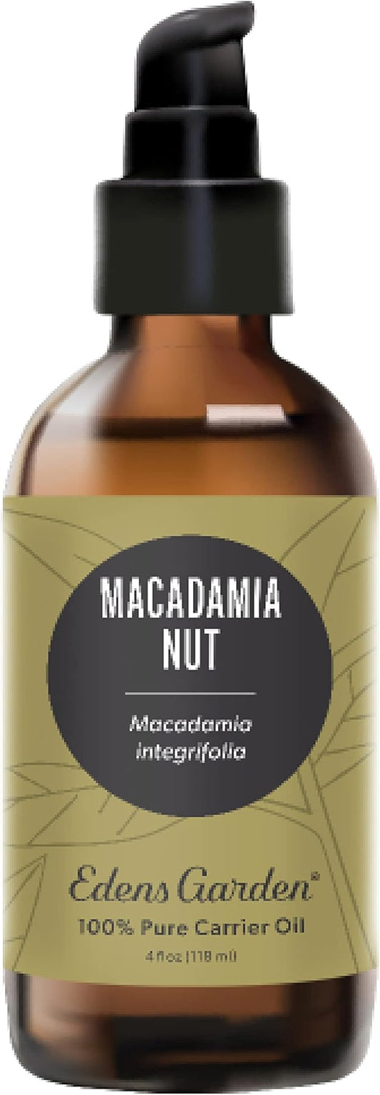 Edens Garden Macadamia Carrier Oil- 100% Pure Premium Cold Pressed & Hexane Free, Natural Moisturizer For Face, Skin, Body, Hair & Nails- Great For Diluting Essential Oils & DIY Soaps 118 ml (4 fl oz)