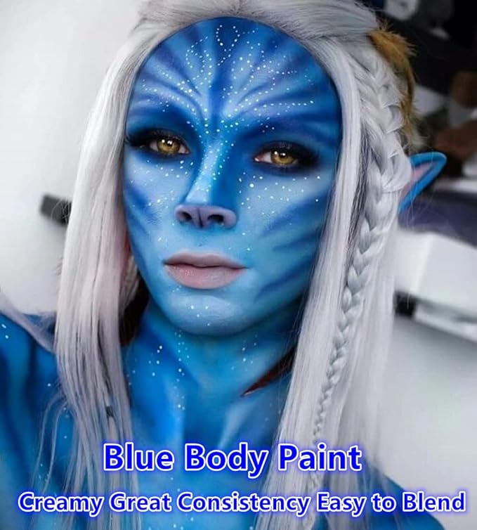 Go Ho Royal Blue Face Paint,Waterproof Cream Blue Face Body Paint for Halloween Cosplay SFX Smurf Mystique Avatar Clown Costume Makeup