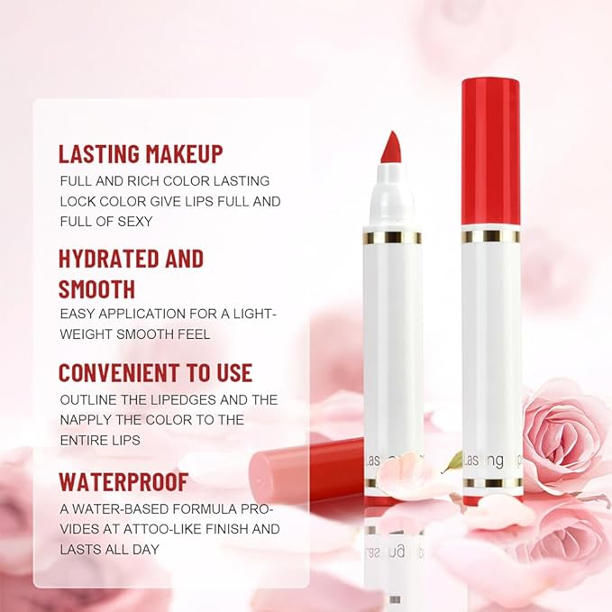 Terracotta Orange Dual-Tip Liquid Lip Liner Pen - Flat End for Full Coverage & Pointed Tip for Precise Lining, Long-Lasting Waterproof Matte Lipstick Makeup Tool for Full Coverage and Defined Lipliner