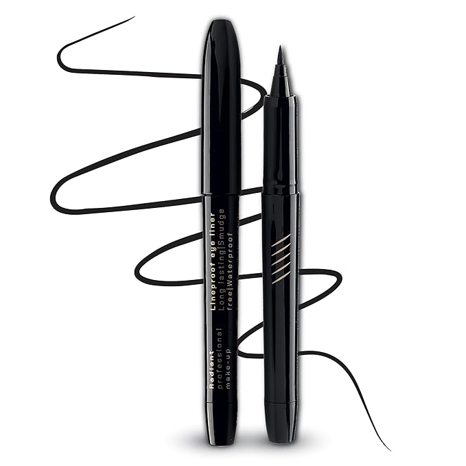 Radiant Professional Lineproof Eye Line - Pen Eyeliner with Flexible Tip Pen for a Long Lasting and Precise Outline - Smudge-Proof, Waterproof Liquid Black Eyeliner For Intense (01 Black)