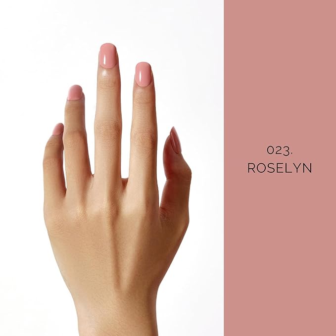 NAILOG Semi Cured Gel Nail Strips, 20 Pcs Pink Long Lasting Stickers Extra Long Nail Wraps with Glossy Gel Finishing for Spring Summer, Roselyn